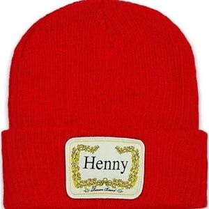 Red Beanie with Embroidered Henny Patch